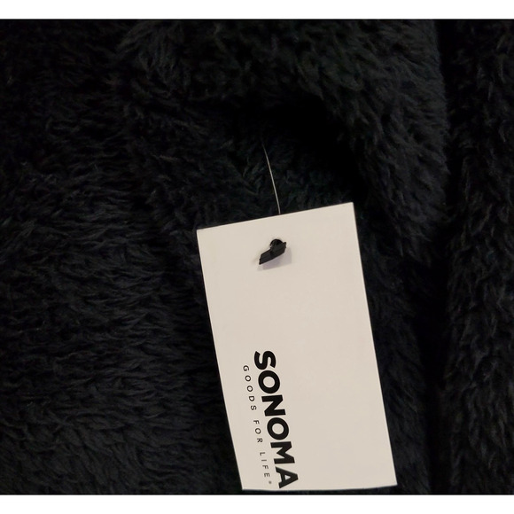 Sonoma Ivory Sherpa Cozy Soft Sweater Womens XXL Faux Fur Fleece Black New - Picture 3 of 11